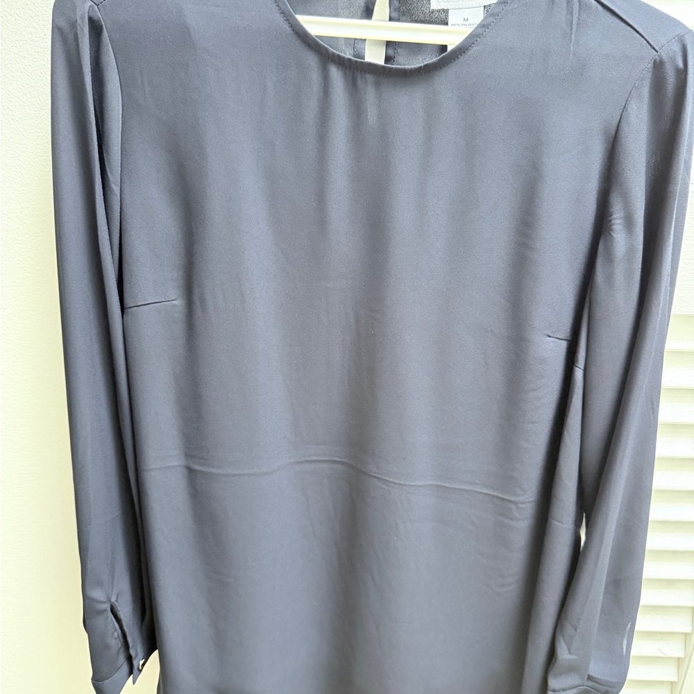 Sophisticated Charcoal Long Sleeve Blouse